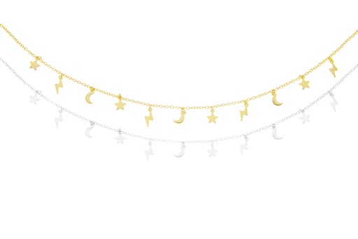 Silver 925 choker ray star moon