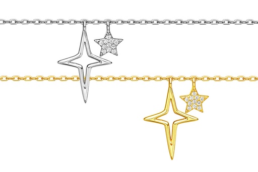 Silver 925 cz necklace 38+5cm rhodium