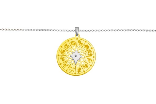 [12949C60RODO] Collar plata 925 carta astral 