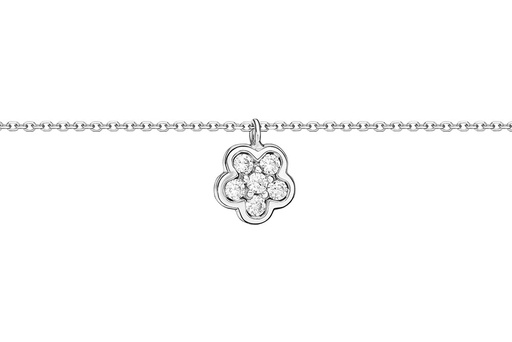 [13133C381ZBL] Silver cz necklace 38+5cm rhodium