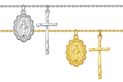 Collar plata 925 medalla virgen y cruz