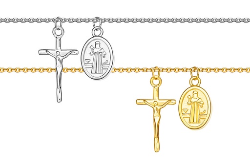 Collar plata 925 medalla virgen y cruz 