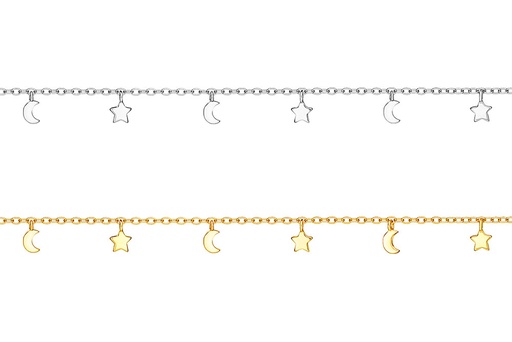 Collar plata 925 estrellas y lunas 