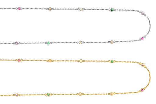 Silver 925 cz necklace 38+5cm rhodium