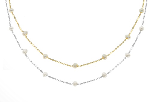 Silver 925 pearl necklace 40+5cm rhodium