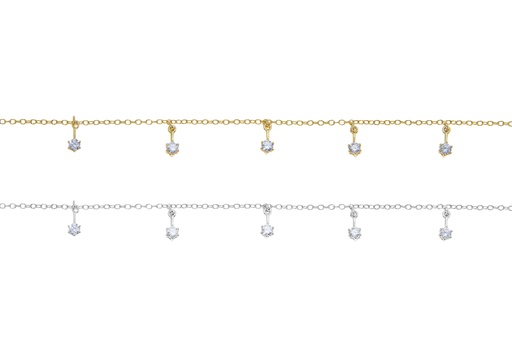 Silver 925 cz necklace 38+5cm rhodium