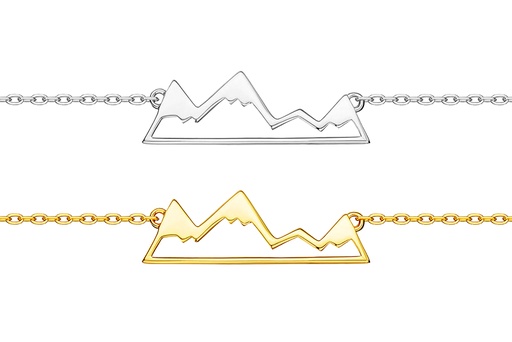 Collar plata 925 perfil montañas nevadas