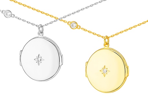 Collar plata 925 rosa de los vientos cz portafoto