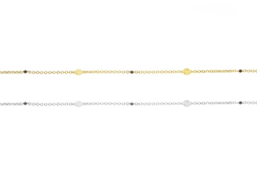 Silver 925 necklace semi preci 38+5cm rhodium