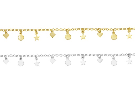 Collar choker plata 925 estrella placa y corazón 