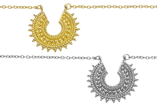 Silver 925 sun necklace 40+5cm oxidised