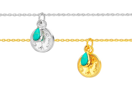 Collar plata 925 moneda inglesa con turquesa