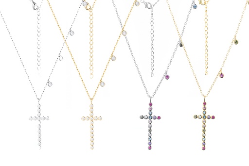 Silver 925 cz necklace 38+5cm rhodium