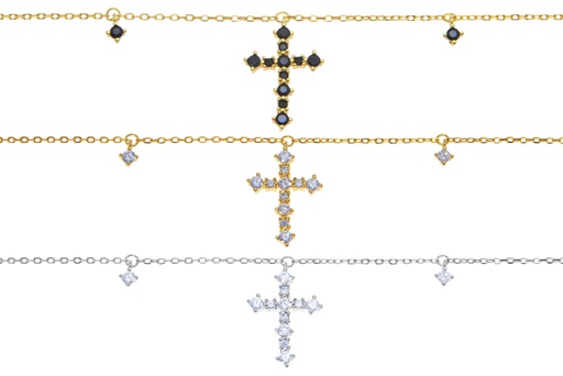 Collar plata 925 cruz con zirconita