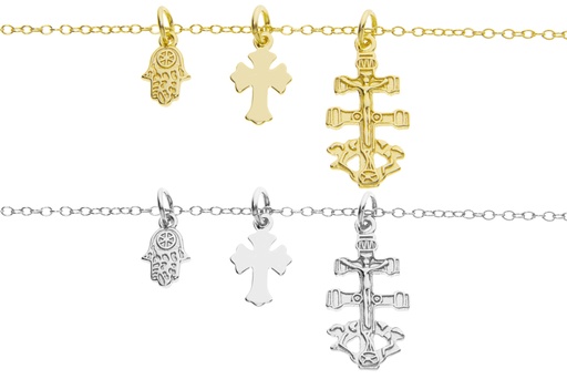 Collar plata 925 cruce caravaca/malta y mano fatim 