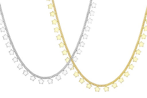 Silver 925 stars necklace 38+5cm sterling silver