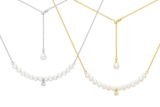 Silver 925 necklace with pearl 40+5cm rhodium