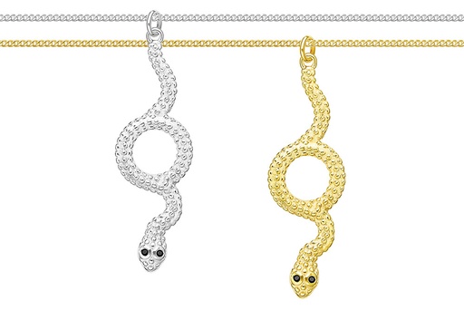 Silver 925 cz snake necklace 40+5cm sterling silver