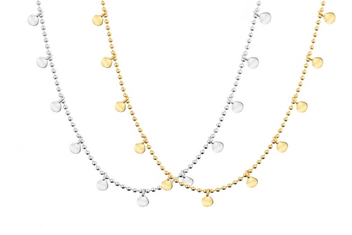 [14393C3800PL] Collar bolitas plata 925 con 13 plaquitas martelé