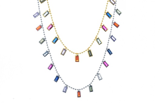 Silver 925 necklace with cz 38+5cm rhodium