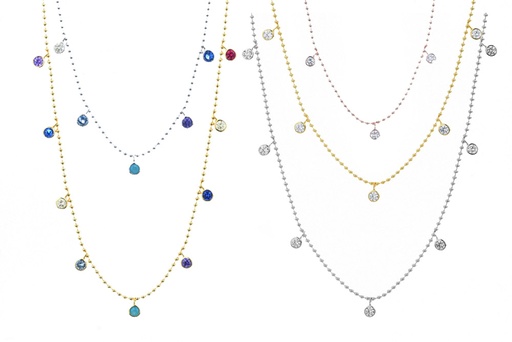 Collar plata 925 bolitas con 11 zirconitas 3mm