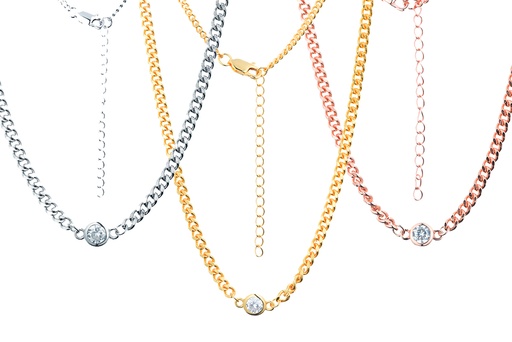 Silver 925 necklace with cz 38+5cm rose gold plated