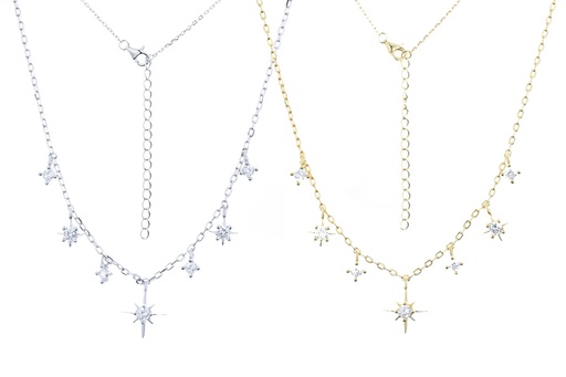 Silver 925 necklace with charm compass zirconita