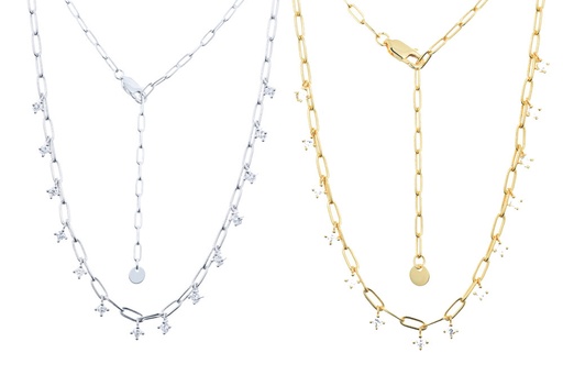 Silver 925 necklace rolo chain with zirconita