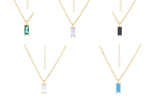 Sterling silver baguette zirconia necklace