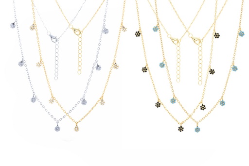 Sterling silver mini zirconia flower necklace