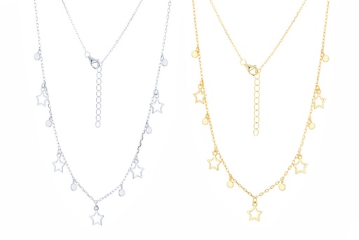Collar plata 925 estrellas caladas con mini placas