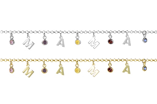 Sterling silver zirconia mama necklace