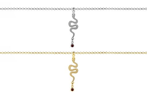 Sterling silver zirconia snake necklace