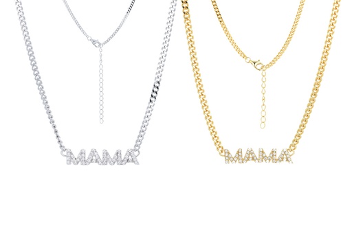 Sterling silver mama zirconia necklace