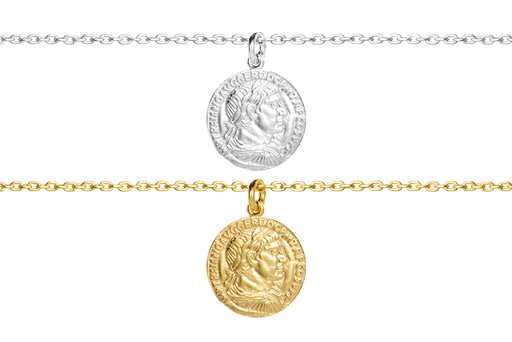 Sterling silver roman coin necklace