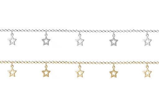 Sterling silver five stars necklace