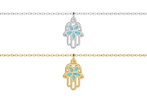 Collar plata 925 mano de fatima con flor