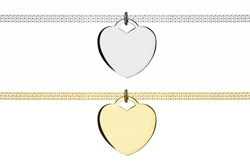 Collar plata 925 placa corazon triple cadena