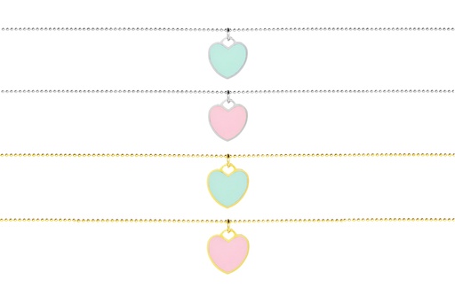 Collar plata 925 placa corazon esmaltada