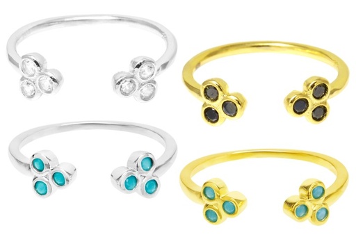 Anillo plata 925  tres zirconitas abierto 