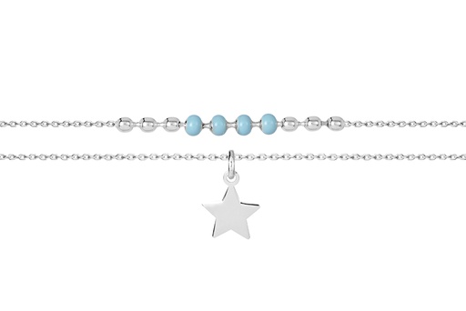 [15614N38E5ETUPL] Sterling silver star with enamel beads necklace