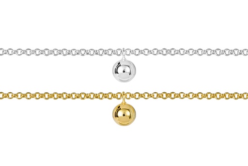 Sterling silver double rolo chain with 10mm bead necklace