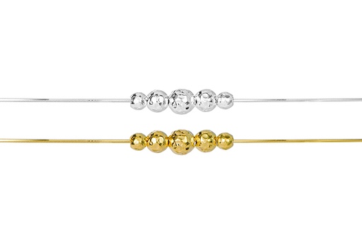 Collar plata 925 snake con bolas barrocas de 3, 4 y 6mm
