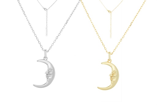 Sterling silver moon face necklace