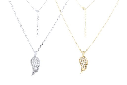 Sterling silver zirconia wing necklace