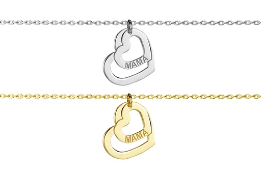 Sterling silver two hearts mama necklace