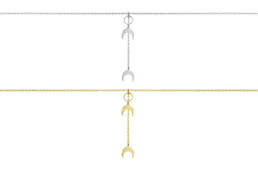 Sterling silver two horns & one circle necklace