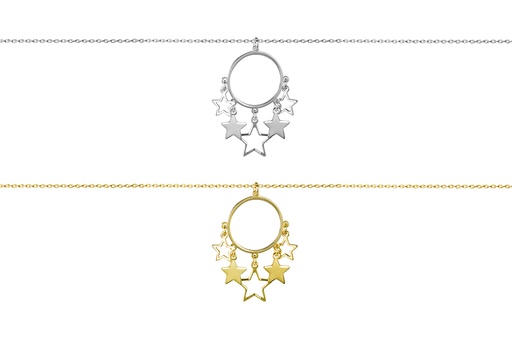 Collar plata 925 circulo con estrellas