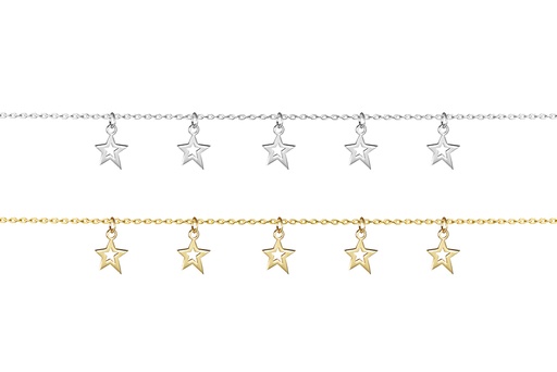 Sterling silver five stars necklace