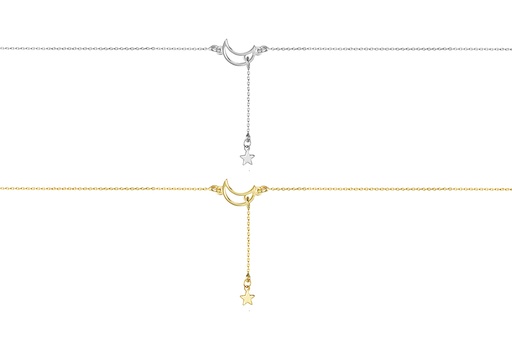 Sterling silver moon & star necklace